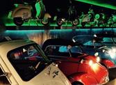 Collection of vintage cars and Vespas in the vintage car museum of the Oldtimer Hotel Watles, South Tyrol